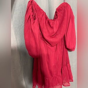 Mi Ami Maroon Off the Shoulder Dress